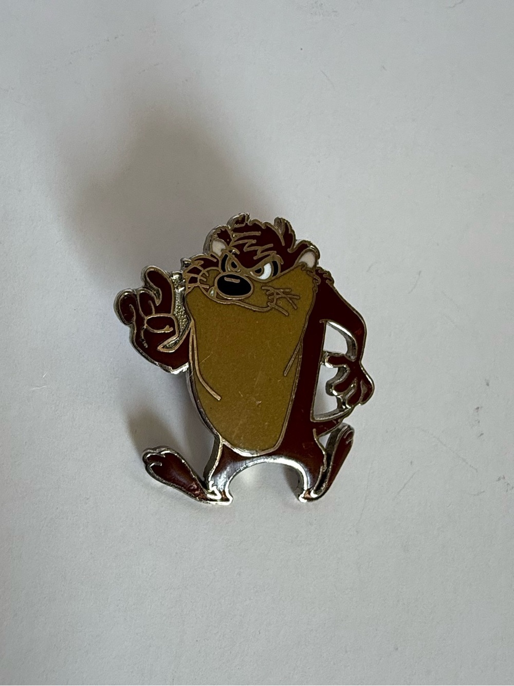 Tazmanian Devil Enamel Pin - Brown and Yellow Cartoon Character